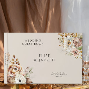 Livre D'or Rustique Pays Floral Brown Mariage neutre