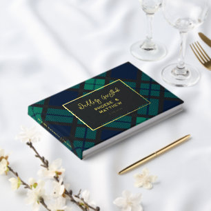 Livre D'or Rustique Plaid vert Tartan noir Mariage d'huile d'