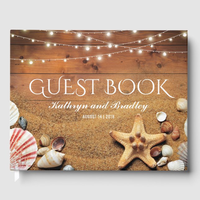 Livre D'or Rustique Starfish Beach Lumières Mariage tropical (Recto)
