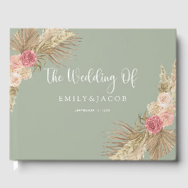 Livre D'or Sage Green Boho Floral Mariage