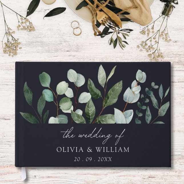 Livre D'or Sage Green Eucalyptus Feuilles Mariages (In situ)