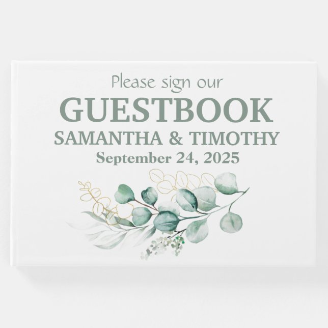 Livre D'or Sage Green Eucalyptus Rustique Mariage de verdure (Devant)