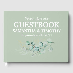 Livre D'or Sage Green Eucalyptus Rustique Mariage de verdure