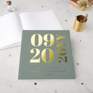 Livre D'or Sage Green Minimaliste Gras Type Mariage