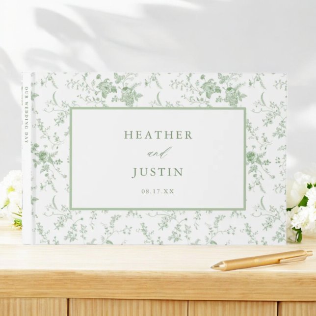 Livre D'or Sage Green Toile Floral Classic Mariage (Créateur téléchargé)