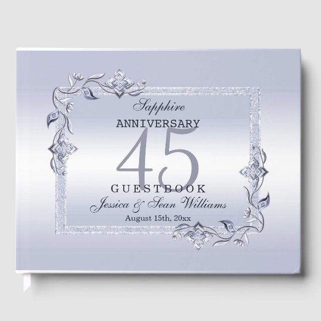 Livre D'or Sapphire Gem & Parties scintillant 45e anniversair (Recto)