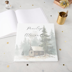 Livre D'or Scène de cabine paisible à l'aquarelle verte