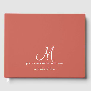 Livre D'or Script Chic Mariage initial Monogramme rouille ora