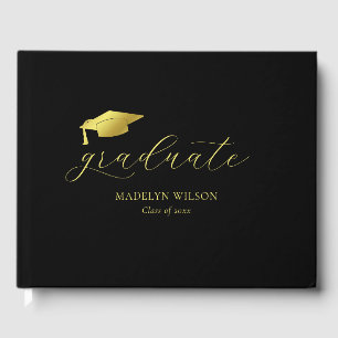 Livre D'or Script minimal moderne Black Gold Party