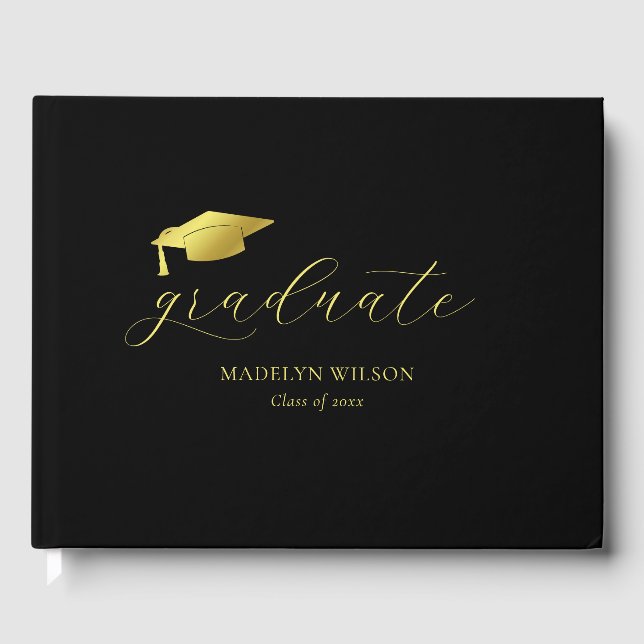 Livre D'or Script minimal moderne Black Gold Party (Recto)