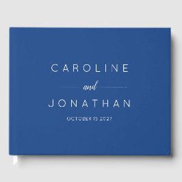 Livre D'or Script minimal moderne Mariage bleu français perso