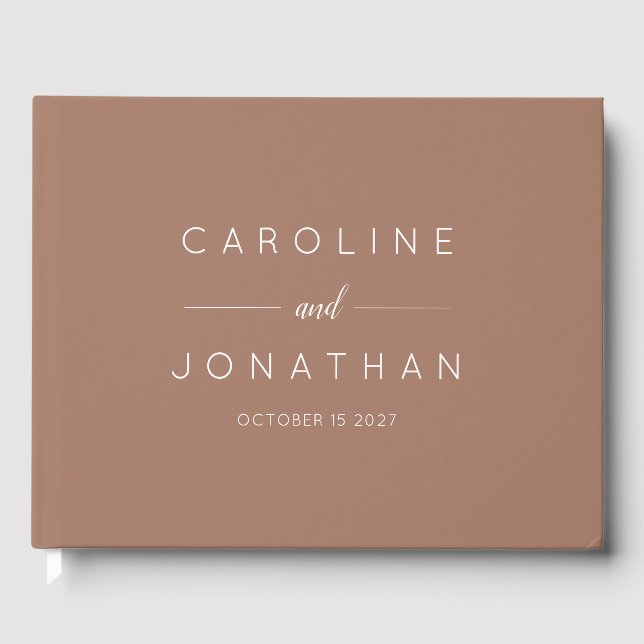 Livre D'or Script minimal moderne Mocha Mariage personnalisé  (Recto)