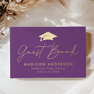 Livre D'or Script moderne Purple Photo Graduation