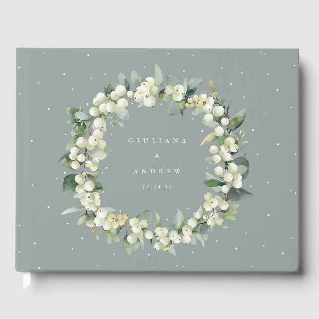 Livre D'or Seafoam Green Snowberry+Eucalyptus Wreath Mariage (Recto)
