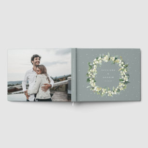 Livre D'or Seafoam Green Snowberry+Eucalyptus Wreath Mariage