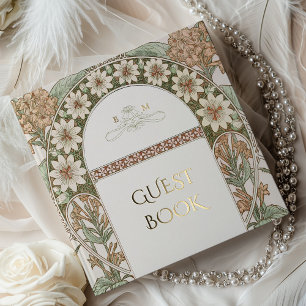 Livre D'or Sepia & Cream Gold Mariage Art Nouveau