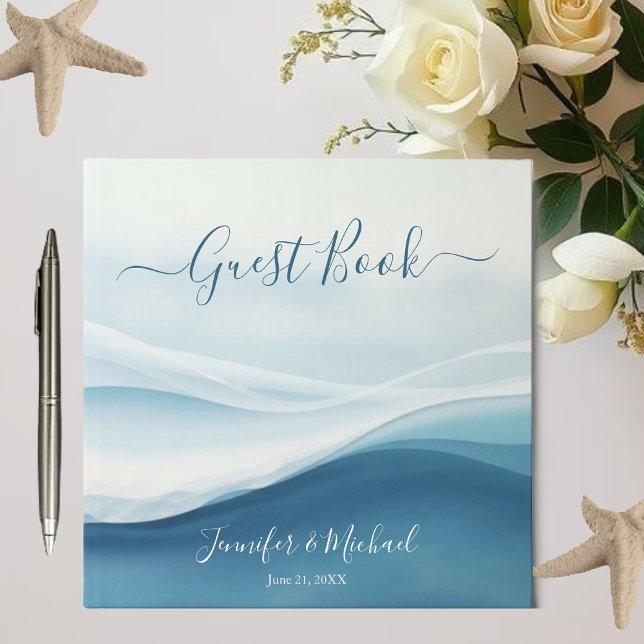 Livre D'or Serene Blue Beach Abstract Wedding (Serene Blue Beach Abstract Wedding Guest Book )