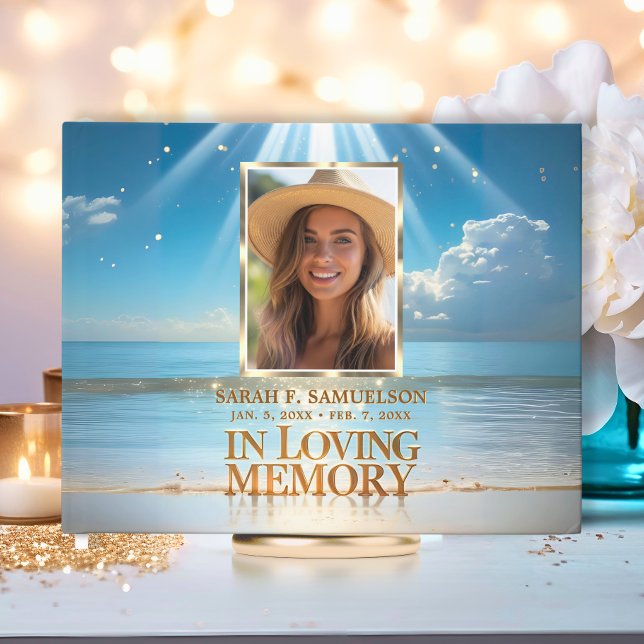 Livre D'or Service funéraire Memorial Photo Plage Océan Se co (Funeral Service Memorial Photo Beach Ocean Sign In Guest Book)