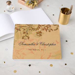 Livre D'or Shabby Chic Boho Peonés et Mariage d'or