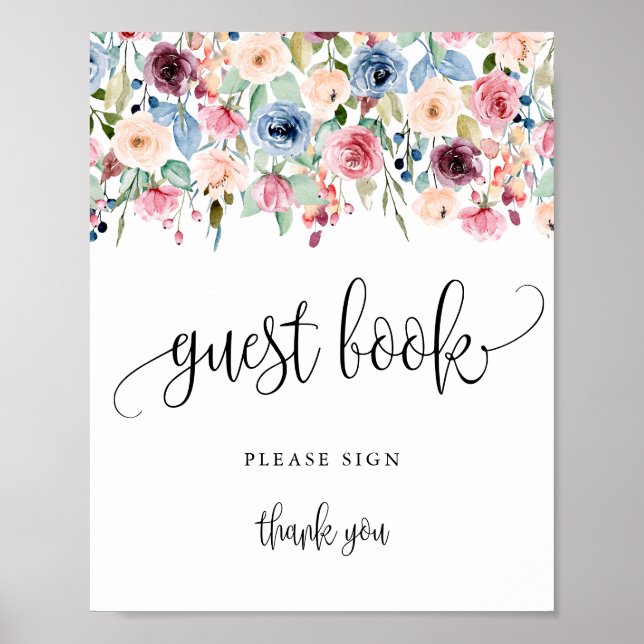 Livre d'or Signe Aquarelle Fleur Floraison Affiche (Devant)
