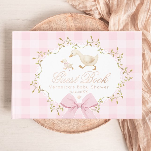 Livre D'or Silly Goose Whimsical Gingham Baby girl Shower (Créateur téléchargé)