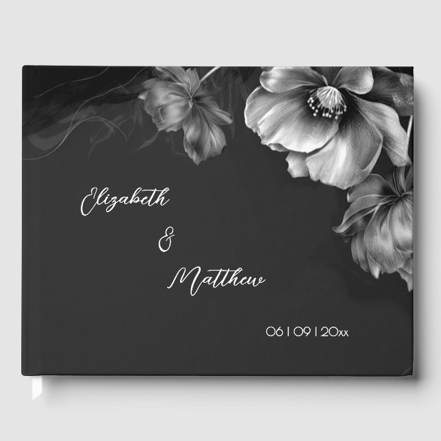 Livre D'or Silver Flower Black | Wedding (Recto)