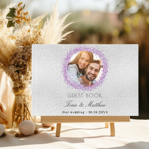 Livre D'or Silver lavande photo scintille mariage élégant