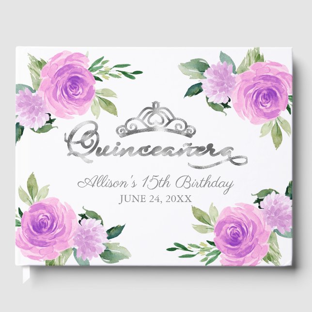 Livre D'or Silver Tiara Light Violet Floral Quinceanera (Recto)