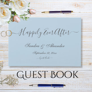 Livre D'or Simple Elégant Moderne Minimal Dusty Bleu Blanc Me