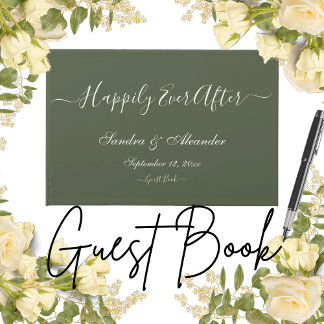 Livre D'or Simple élégant moderne minimaliste mariage vert ol
