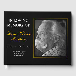 Livre D'or Simple Elégant Photo Black Bereavement   Funéraill
