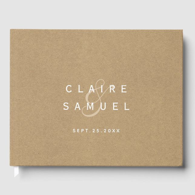 Livre D'or Simple Faux Rustique Brown Mariage Kraft (Recto)
