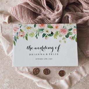 Livre D'or Simple Mariage de calligraphie florale verte