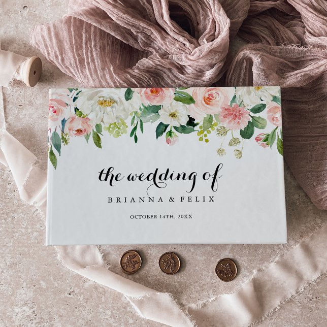 Livre D'or Simple Mariage de calligraphie florale verte (Créateur téléchargé)