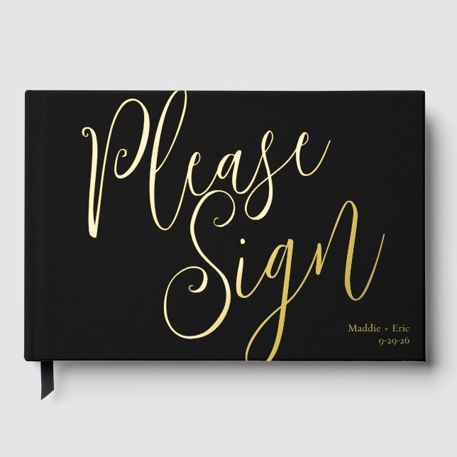 Livre d'or simple noir et or pour signatures (Recto)