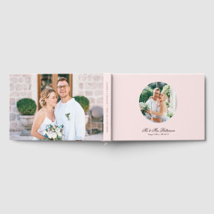 Livre D'or Simple Photo Mariage Rose Feuille D'Or