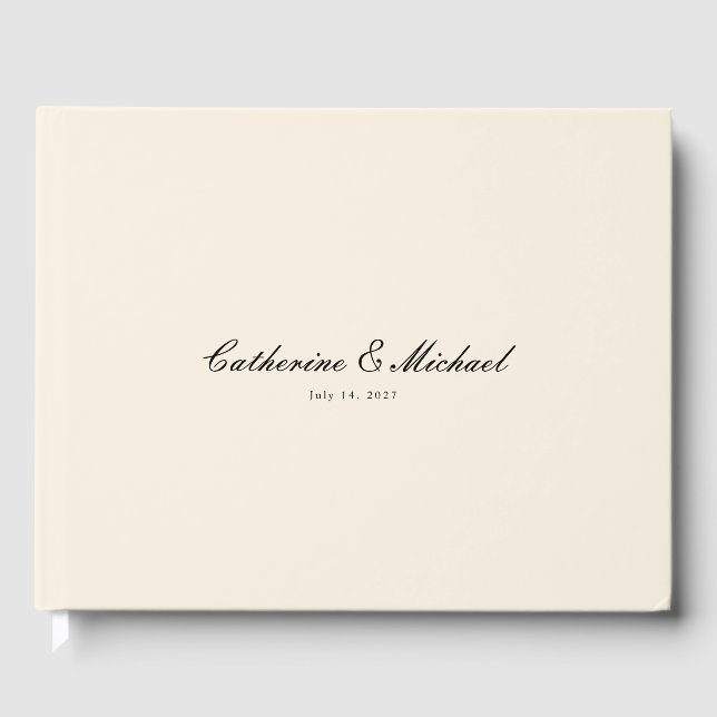 Livre D'or Simple Script Pretty Cream Wedding Guest Book (Recto)