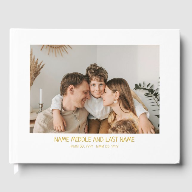 Livre D'or Simple White Gold Photo Celebration of Life (Recto)
