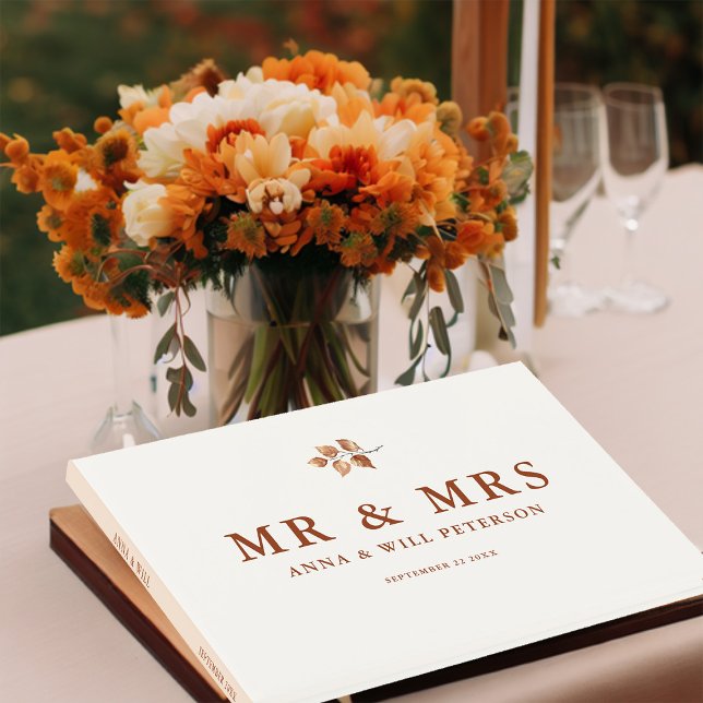 Livre D'or Simples feuilles d'automne Terracotta Chic Mariage (autumn fall wedding guest book mr mrs elegant bohemian terracotta simple modern classy chic )