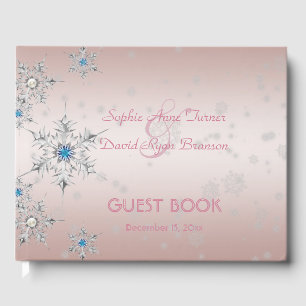 Livre D'or Snowflakes en argent Cristaux Perles rose Mariage
