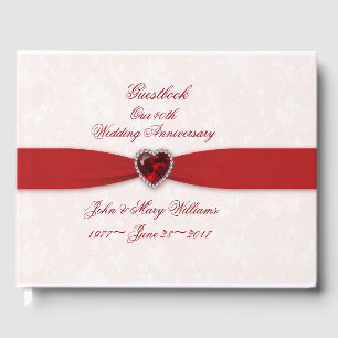 Livre D'or Soft Damask 40th Mariage Anniversary Guestbook