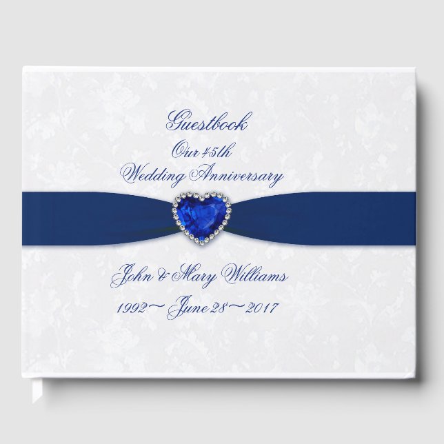 Livre D'or Soft Damask 45th Mariage Anniversary Guestbook (Recto)