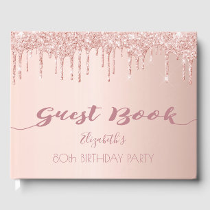 Livre D'or Soirée de 80e anniversaire rose parties scintillan