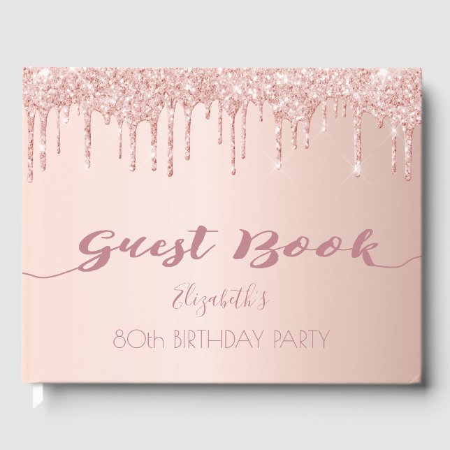 Livre D'or Soirée de 80e anniversaire rose parties scintillan (Recto)