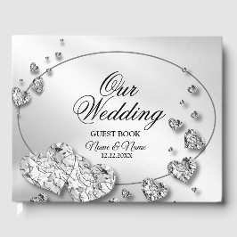 Livre D'or Soirée de mariage Coeurs d'argent Grey Élégant