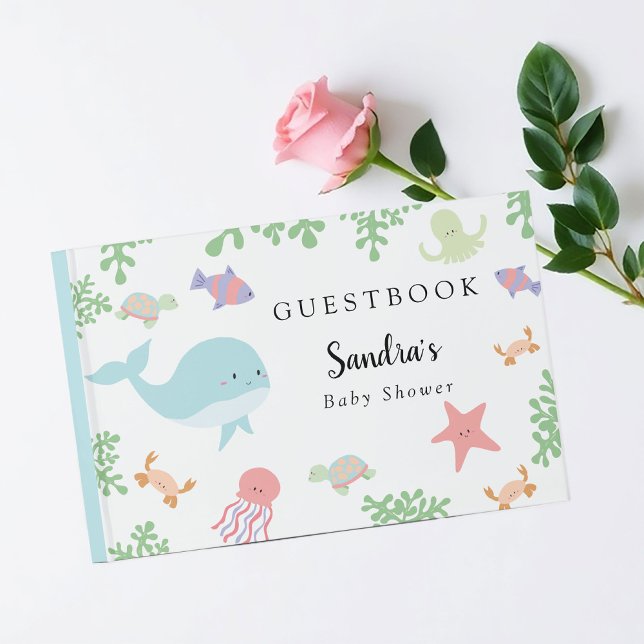 Livre D'or Sous le Baby shower marin mignon Pastel personnali (Créateur téléchargé)