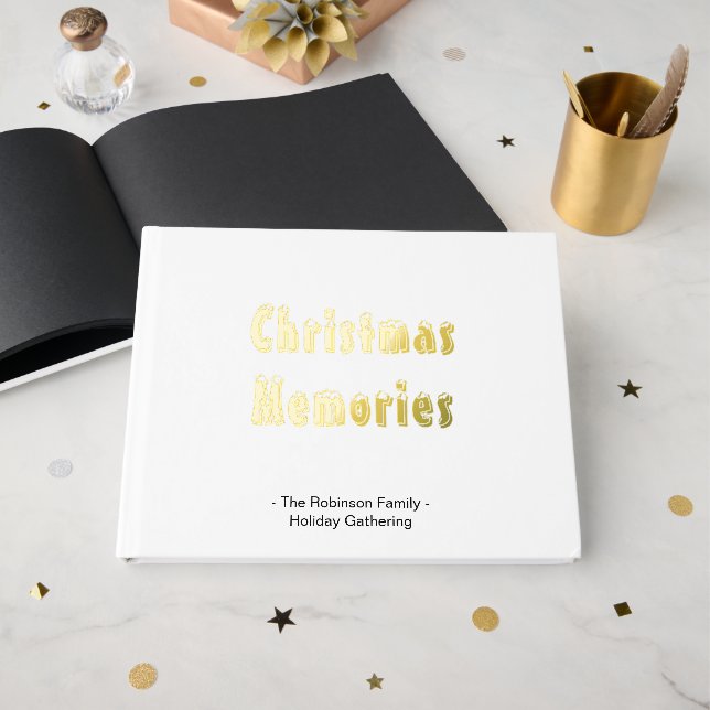 Livre D'or Souvenirs de Noël Nom de famille Année (Recto ouvert)
