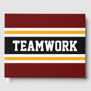 Livre D'or Sporty Deep Red Black Yellow TEAMWORK Stripes
