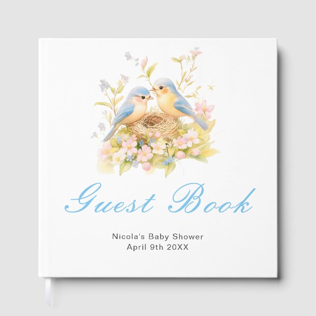 Livre D'or Spring Birds Baby Shower Guest Book (Recto)