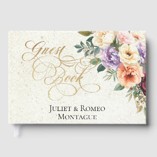 Livre D'or Spring Floral & Wreath Monogram - Cream